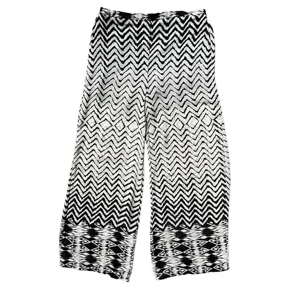 Sans Souci Anthropologie Wide Leg Sheer Pants With Shorts Size S Black White - Picture 1 of 10